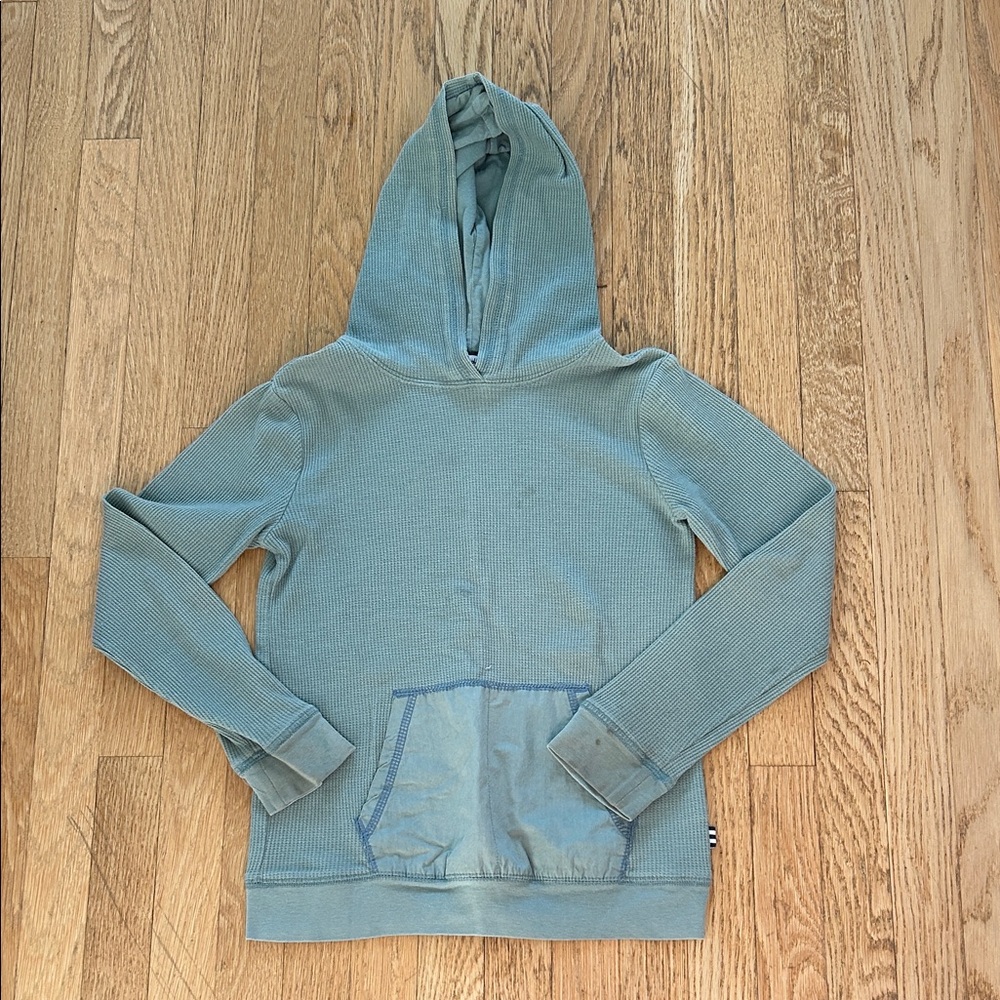Splendid Textured thermal style sea green/gray Hooded Top size 10 with pocket